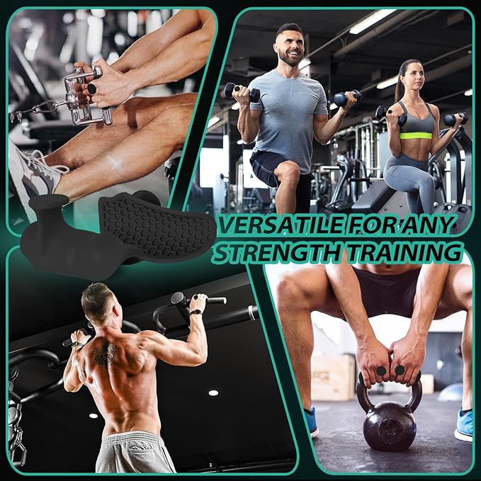 Ergonomic Rubber Gym Grips for Men & Women – Anti-Slip Fingerless Workout Gloves for Weight Lifting, Deadlifts, Pull-Ups, Rows, Barbell, Dumbbell, Palm Protectors for Gym Training