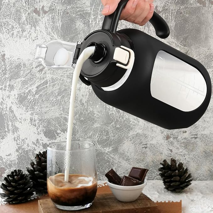 64 oz Glass Water Bottle with Straw and Handle Half Gallon Water Jug with Silicone Sleeve Large Water Bottle for Office, Gym, Outdoor Sports