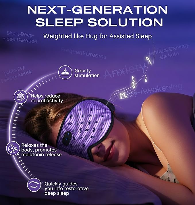 Sleep Mask Headphones Bluetooth 5.4 with 3D Removable Hot & Cold Compress, TOPOINT Weighted Eye Mask Blackout Soft, Cooling Breathable for Women Men Deep Sleep Relax Tired Eyes Migraine Office Travel