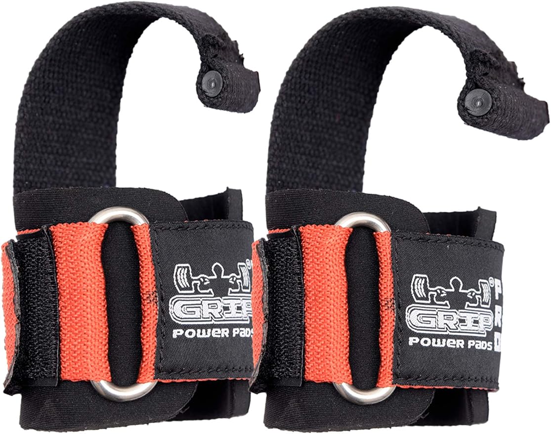 Lifting Dowel Straps Neoprene Padded Wrist Wraps Power Weight Lifting Training Gym Grips Straps Wrist Support Bandage Set of 2 Alternative to Hooks (Orange)