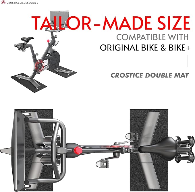 Double Mat Compatible with Peloton Bike, Row & Concept 2 Rowing Machine, Thickness 6mm, Bike Trainer Accessories, Mat Protect Hardwood Floor Carpet, for Home Gym Exercise
