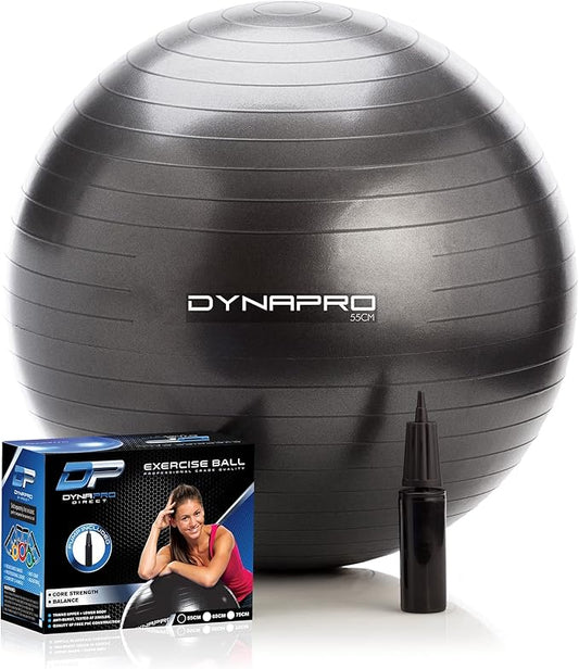 DYNAPRO Exercise Ball Extra Thick Eco-Friendly & Anti-Burst Material Supports over 2200lbs, Stability Ball for Home, Yoga, Gym, Birthing, Physio, Swiss, Physical Therapy or Pregnancy