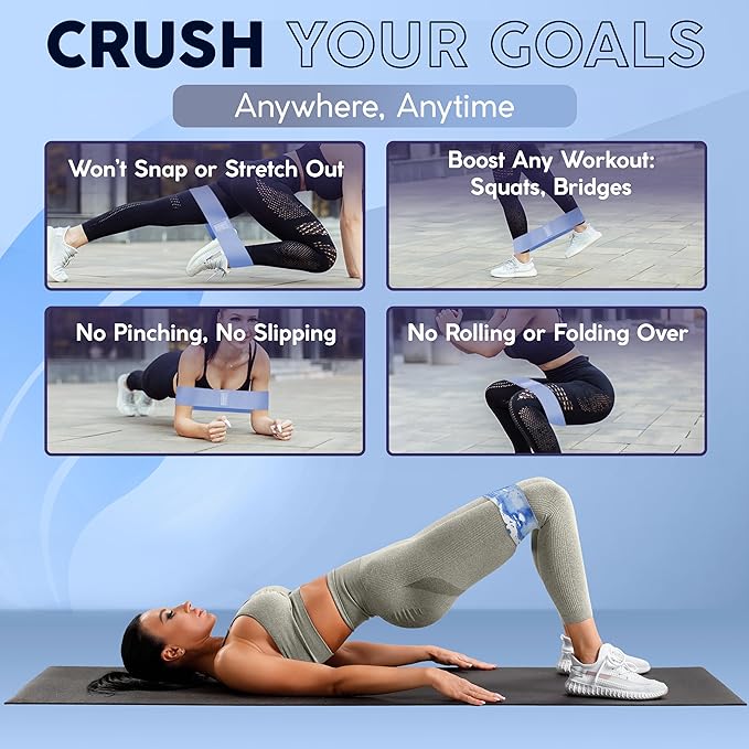 Premium Fabric Resistance Bands for Glutes & Legs – Set of 3 | Non-Slip, Elastic, Durable, Includes Travel Bag, Workout Guide & Digital Challenges