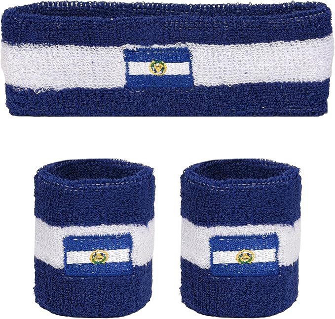 Striped Sweatband Set - Sport Sweat Band and Wristband