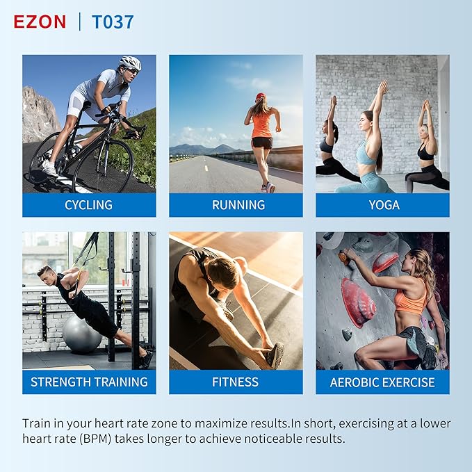 EZON Heart Rate Monitor Chest Strap and Digital Watch T037,5ATM Waterproof Fitness Tracker with HRM,Calories Burned,Stopwatch and Hourly Chime (Watch Band Included)