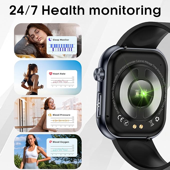 Smart Watch for Men Women (Receive/Make Calls), 1.96" AMOLED Slim Sports Fitness Tracker, Heart Rate/Sp02/Sleep/Body Composition Monitoring, SOS, IP68 Waterproof, Pedometer for Android/iOS