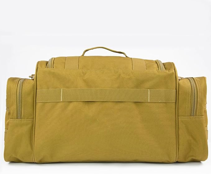 Duffel Bag – Heavy Duty Tactical Gym Bag for Men, Splashwater-Proof Weekender Travel Bag for Basketball, Football, Soccer, Hiking, and Hunting (Khaki)