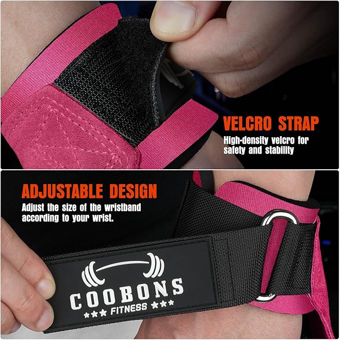 Lifting Wrist Straps for Weightlifting, Double Layer Leather for Weight Lifting Wrist Wraps, Deadlifts, Heavy Powerlifting and Adjustable Wrist Hooks for Strength Training, Gym Workouts Men/Women