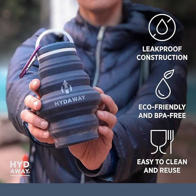 HYDAWAY 17oz Collapsible Water Bottle - BPA-Free, Leakproof, Lightweight, and Space-Saving - Perfect for Travel, Hiking, and Everyday Hydration