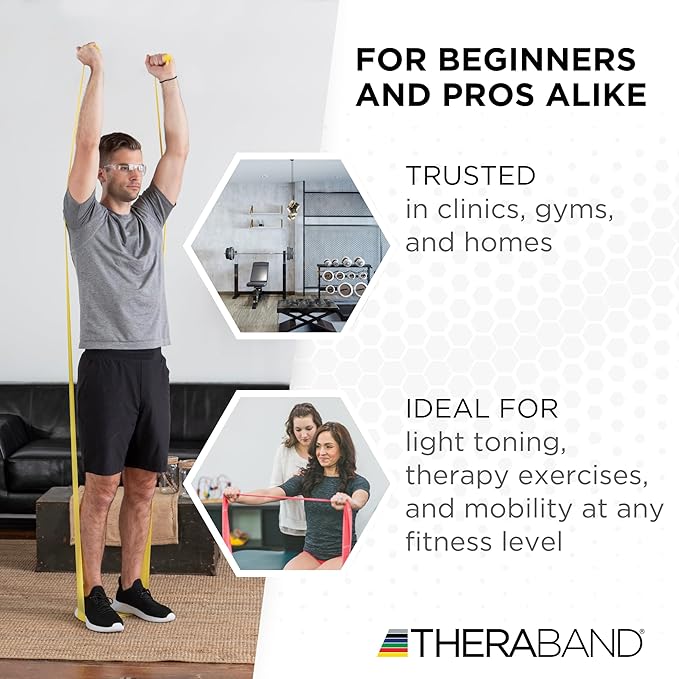 THERABAND Resistance Band, Black, Special Heavy, 50-Yard Roll, Latex Elastic Band for Exercise