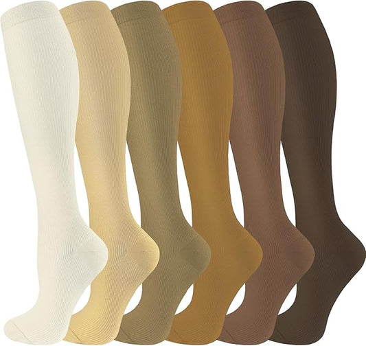 bropite Halloween Compression Socks for Women & Men-Pumpkin Ghost 6 Pairs 20-30mmhg Support Running Nurse Travel