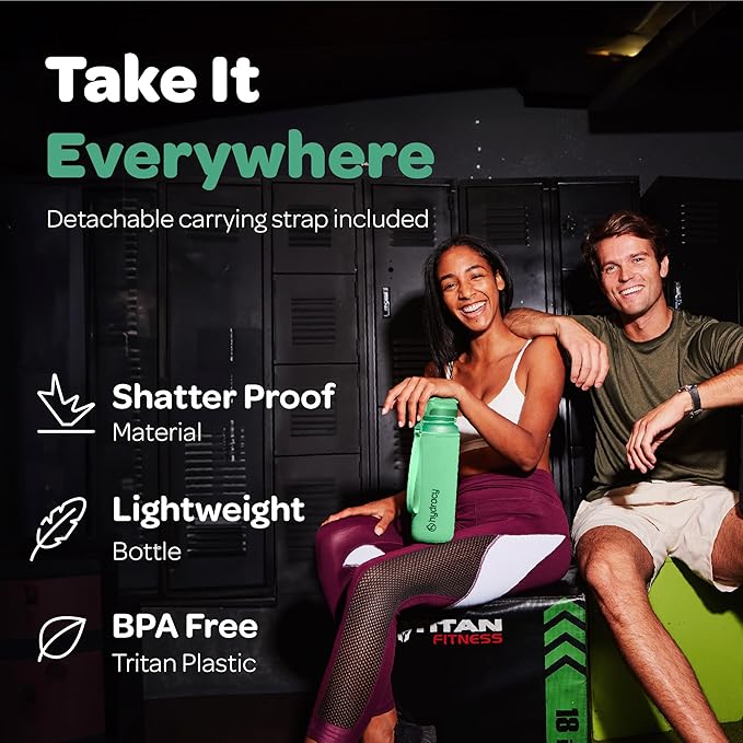 Hydracy Water Bottle with Time Marker -Large BPA Free Water Bottle & No Sweat Sleeve -Leak Proof Gym Bottle with Fruit Infuser Strainer & Times to Drink -Ideal for Fitness Sports & Outdoors