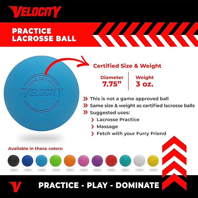 Velocity Lacrosse Balls - 1, 2, 3, 6, 12, 18, 24, 36, 60 and 120 Packs - for Practice, Official NFHS and College Approved Size