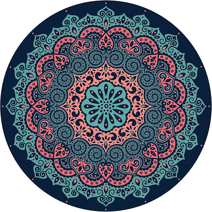 nuveti Large Meditation Mat Round Yoga Mat Pilates Yoga Mat 3.5mm Thick Natural Tree Rubber Base Non Slip, Extra Thick Grip. Thicker, Longer, and Wider for More Comfort and Support（55''x55''）