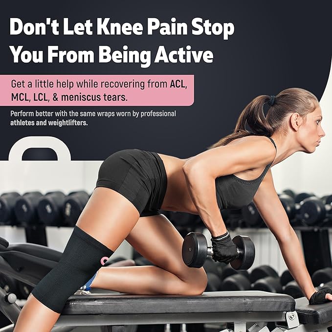 Crucial Compression Knee Sleeve (1 Pair) - Best Knee Braces for Knee Pain for Men & Women - Non-Slip Knee Support for Running, Weightlifting, Basketball, Gym, Workout, Sports