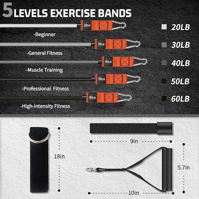 VEICK Resistance Bands, Exercise Bands, Workout Bands, Resistance Bands for Working Out with Handles for Men and Women, Exercising Bands for Fitness Weights Work Out at Home