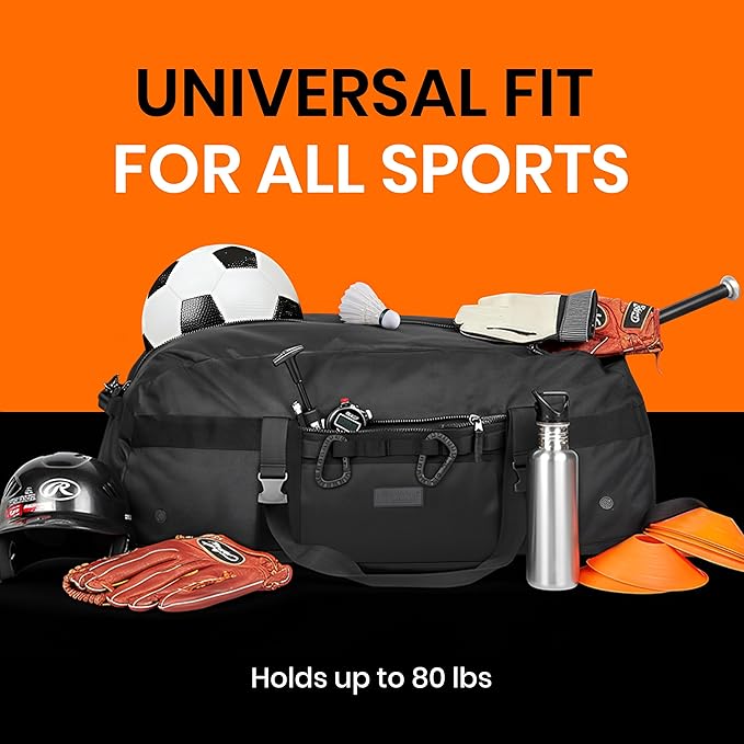 Fitdom 132L 36" Heavy Duty Extra Large Sports Gym Equipment Travel Duffel Bag W/Adjustable Shoulder & Compression Straps. Perfect for Soccer Baseball Basketball Hockey Football Team Coaches & More