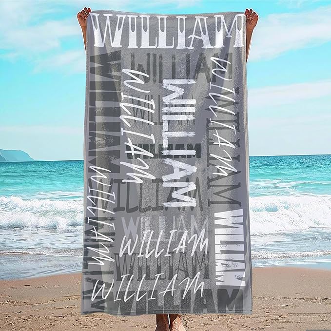 JML Personalized Beach Towel with Name, Custom Beach Towel with Name, Customized Microfiber Pool Towel, Quick Dry & Absorbent Swim Towel for Adult,Anniversary, Birthday, Summer Holiday,Vacation