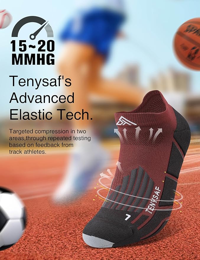 Compression Athletic Running Socks: Men Women's Low Cut Ankle Socks for Sport Enthusiasts Hiking Cycling Basketball