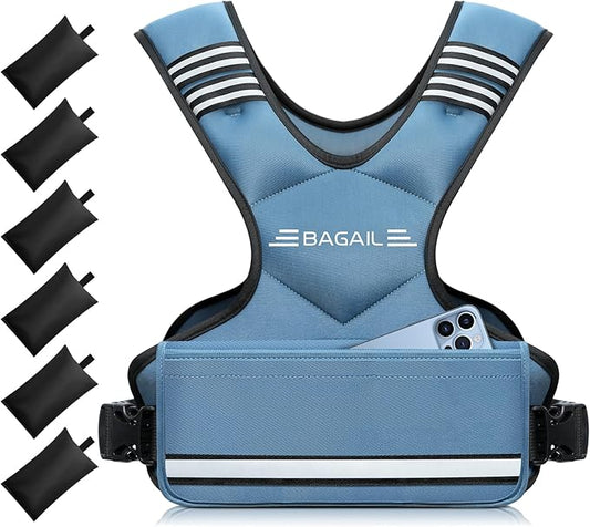 BAGAIL Adjustable Weighted Vest, 4-10lb/12-18lb/20-32lb Rucking Vest for Women & Men with 6 Weights & Large Pocket, Weight Vest for Home Workouts, Running, Walking and Strength Training
