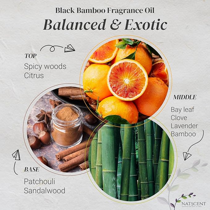 Black Bamboo Essential Oils for Diffusers for Home, Nature-derived Bamboo Essential Oil, Long-Lasting & Family-Friendly Diffuser Oils Scents, IFRA Certified, Cold Air & Ultrasonic - 0.33 oz