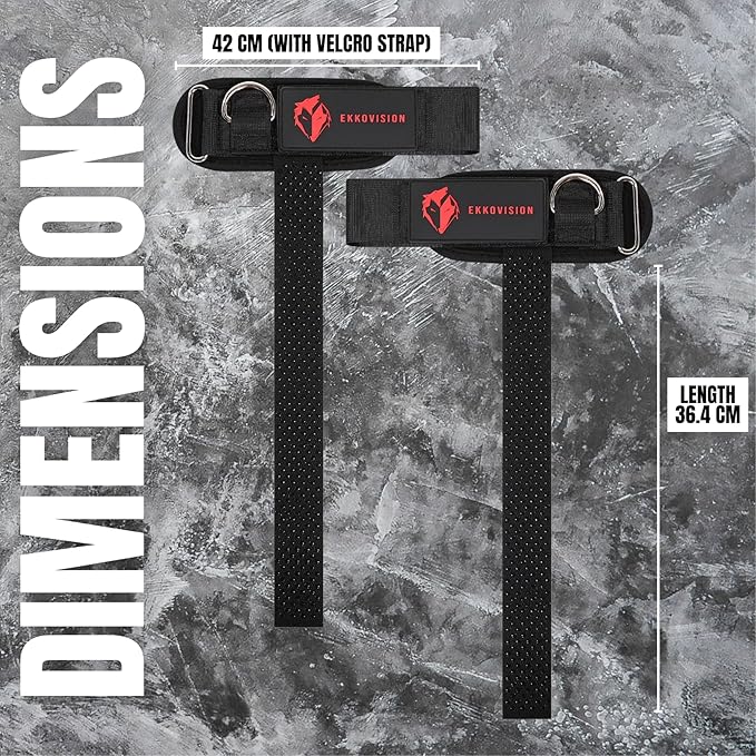 Ekkovision Weight Lifting Straps With Cuffed D Ring, Wrist Support for Men, Heavy Duty Thick Comfortable Lifting Straps, Secure Fit, Enhanced Grip, Straps for Weightlifting & Gym Training, Black