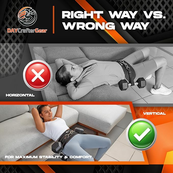 Hip Thrust Belt for Weights, Dumbbells & Kettlebells – Heavy Duty Glute Workout Equipment for Plates up to 300 lbs, with bonus straps for Dips & Squat Belt for Home & Gym