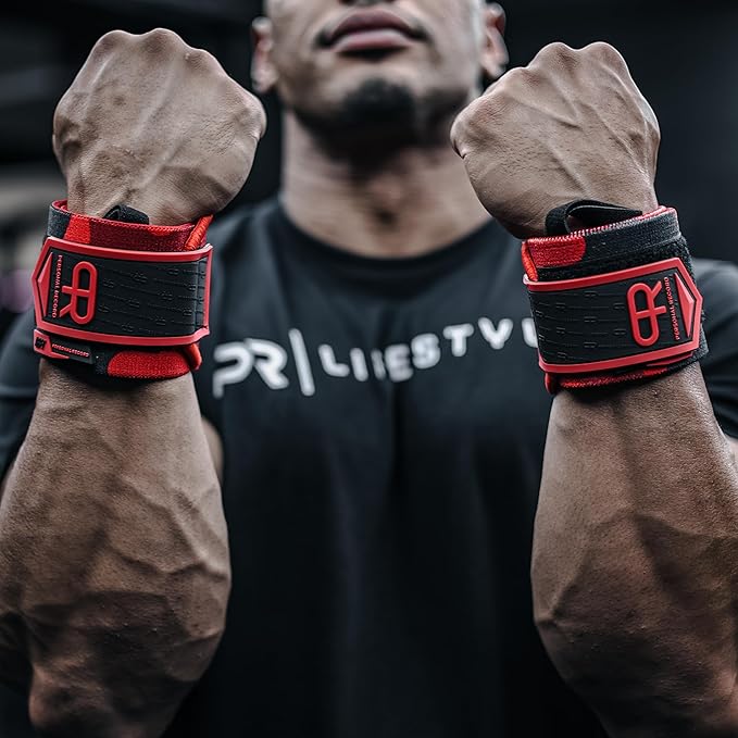 Heavy Duty Premium Wrist Wraps, More Elasticity, Reinforced Stitching, Extra Wide Strap, Strong Thumb Loop, Larry Wheels Weightlifting Wraps