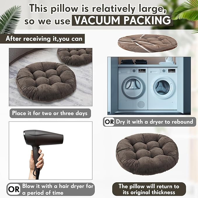 Jerify Floor Pillow Cushions 22 x 22 Inch Round Square Large Meditation Floor Pillow for Classroom Adult Meditation Picnic Party Cushion for Seating Gift Christmas(Round,Graded Grey,4 Pcs)