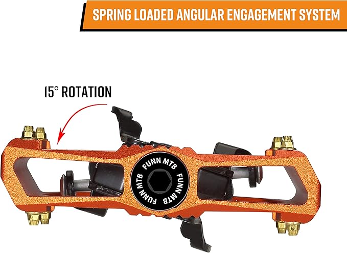 Funn Ripper Mountain Bike Clipless Pedals, Rocker Clip/Spring-Loaded Clip-in Mechanism, Compatible with SPD Cleats, 9/16" CrMo Axle Bicycle Pedals for MTB/Gravel Cycling