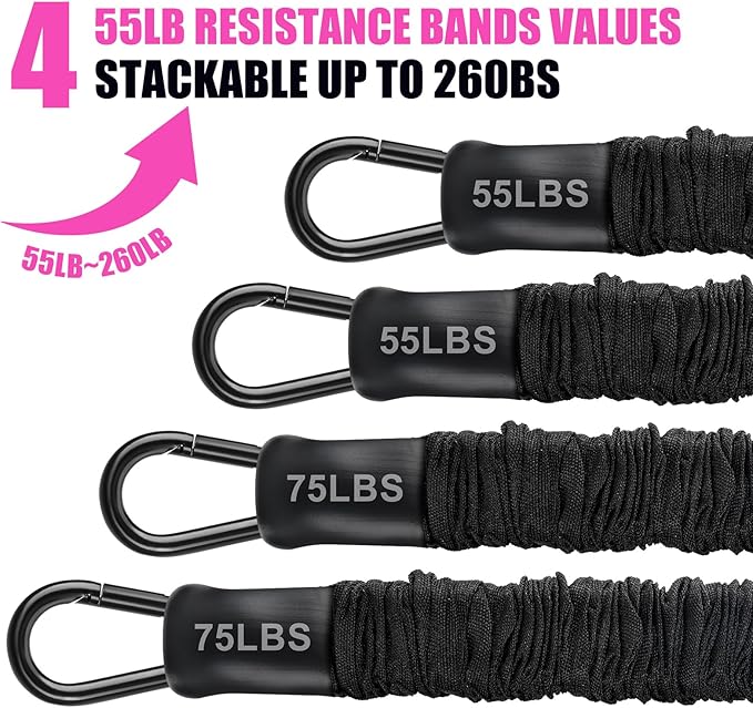 Pull Up Assistance Bands 260lbs, Heavy Pull Up Bands Resistance Bands for Pull Ups Working Out with Feet Rest, Pull Up Bar Bands Assistance Bands Strength Training Workout Equipment, Height Adjustable