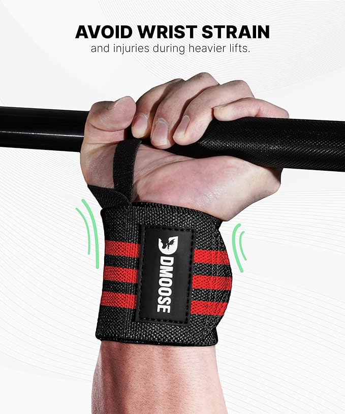 DMoose Fitness Elbow Wraps for Weightlifting (Pair) 40" Adjustable Brace for Joint Support, Pain Relief & Tendonitis - Elbow Straps for Weight Lifting, Bench Press & Gym Workouts, Band for Men & Women