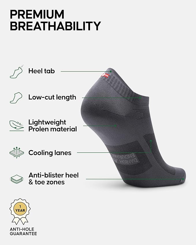 DANISH ENDURANCE Low-Cut Athletic Socks, Moisture Wicking, Men & Women, 3-Pack