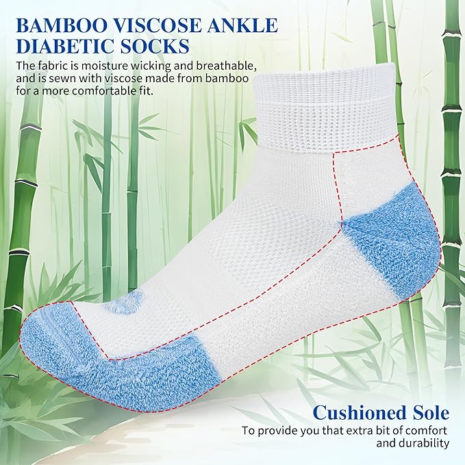 Diabetic Socks for Men,6 Pairs Ankle Mens Diabetic Socks,Diabetic Neuropathy Socks for Men 9-12