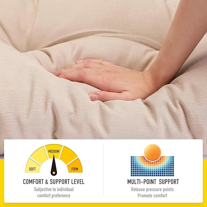 SUNROX LokGrip Non Slip Tufted Memory Foam Bench Cushion, FadeShield Water Resistant Durable Thicken Outdoor/Indoor Bench Seat Pads 54x16x4 inch, Husk Birch