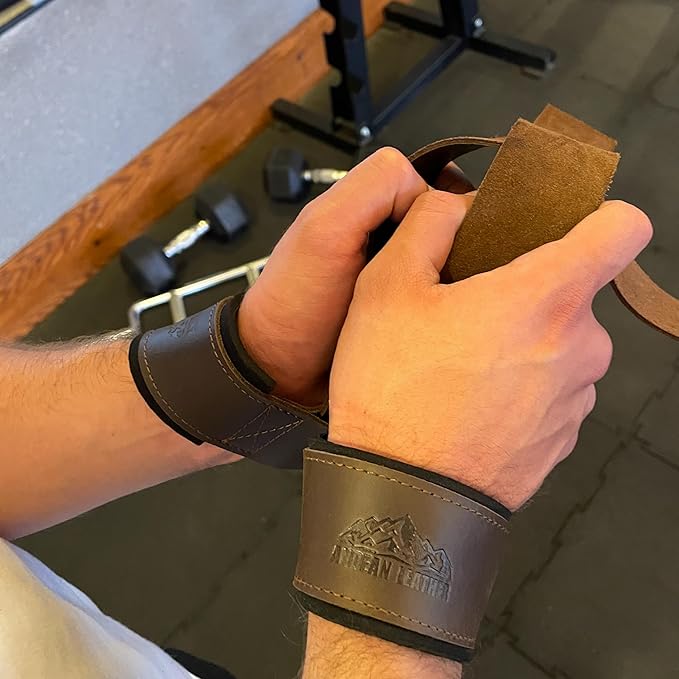 Andean Leather, Leather Lifting Straps for Weightlifting, Bodybuilding, Powerlifting, Strength Training, & Deadlifts - Padded Neoprene with Full Grain Leather
