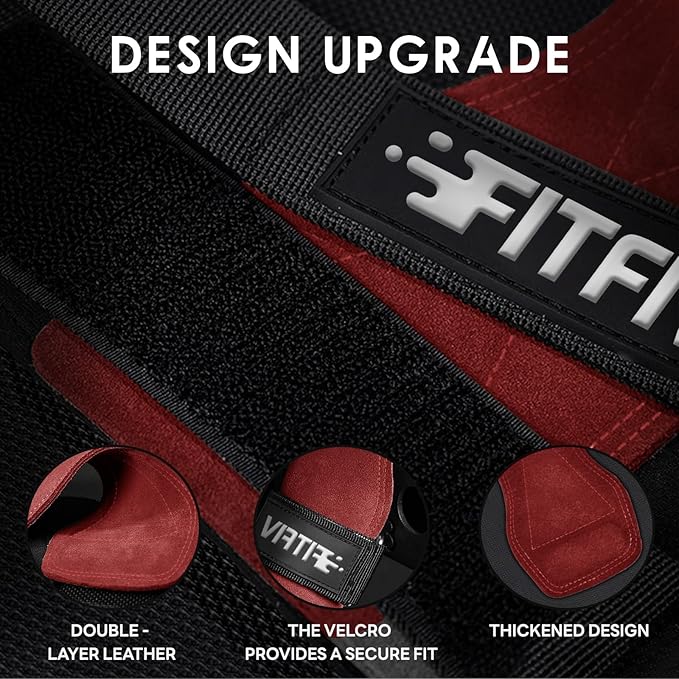 Weight Lifting Wrist Strap, Double Leather Weightlifting Wrist Straps for Gym Strength Training, Neoprene Padded Wrist Wraps - for Men & Women (Pair)