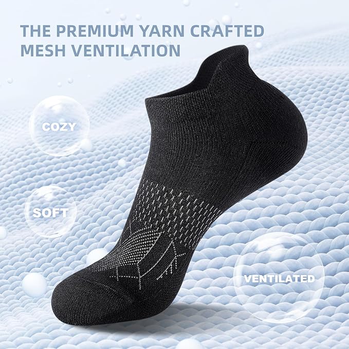 FITRELL 5-6 Pairs Ankle Running Socks for Women Athletic Cushioned Low Cut Tab Sports Socks