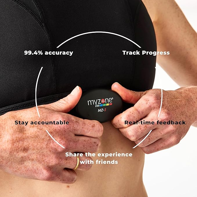 MYZONE MZ-3 Physical Activity Chest Strap Heart Rate Monitor - Fitness & Activity Tracker