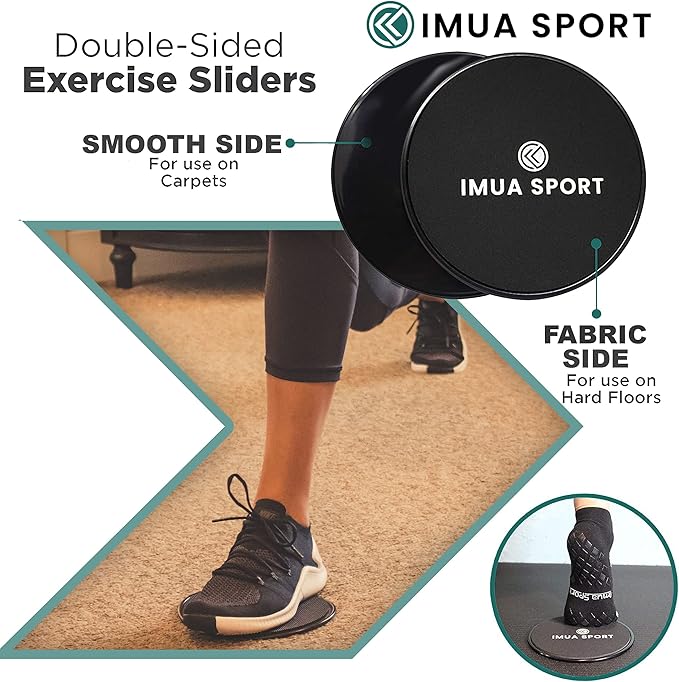 Core Sliders Dual-Sided Sliders for Working Out on Carpet and Hardwood Floors, Light and Compact - Workout Guide Included (2-Pack)