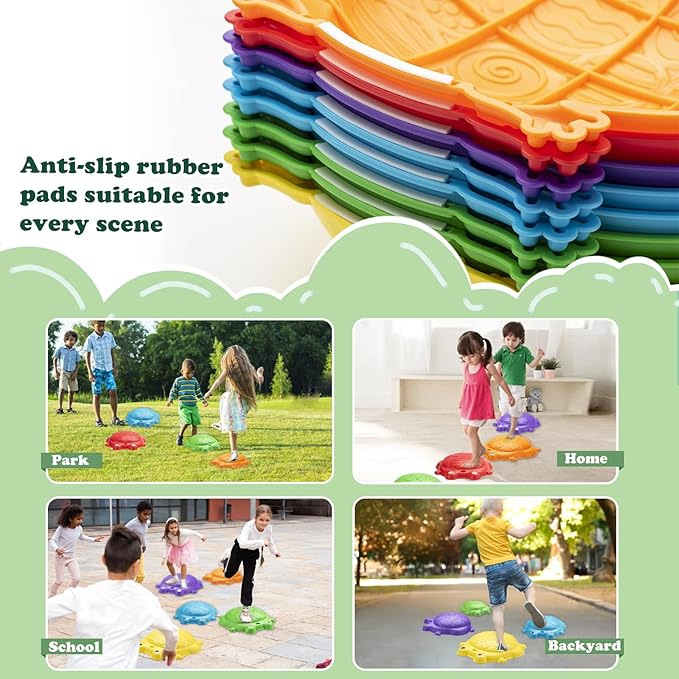 Stepping Stones for Kids Outdoor Toys for Toddlers 3-5 12 Pcs Frog Balance Step Stone Up to 265lbs Indoor Outdoor Toy for Kids Obstacle Course Sensory Toys for Toddler Ages 3-8 Gift for Boys Girls