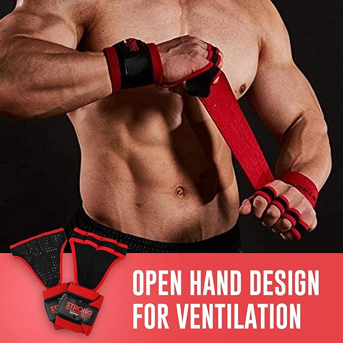 Men's Heavy Duty Wrist Wrap Gloves - Ideal for Workouts, Gym, Deadlifts, and Crossfit with Wrist Palm Protection