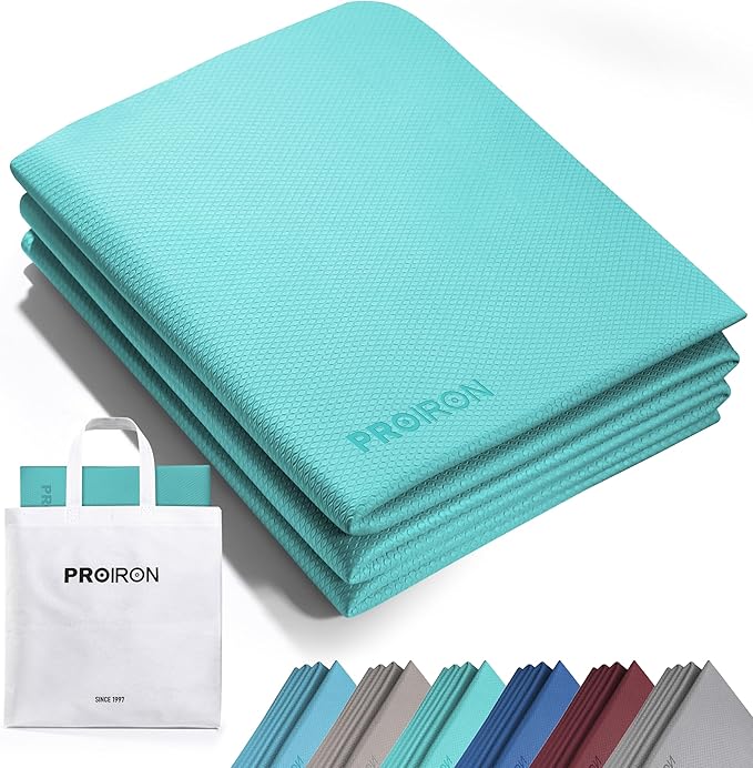 PROIRON Foldable Yoga Mat 0.24"/0.16" for Home Workout & Travel, Non Slip Travel Yoga Mats with Carry Bag, Packable Yoga Mat for Home Gym, Pilates, Fitness,Stretching