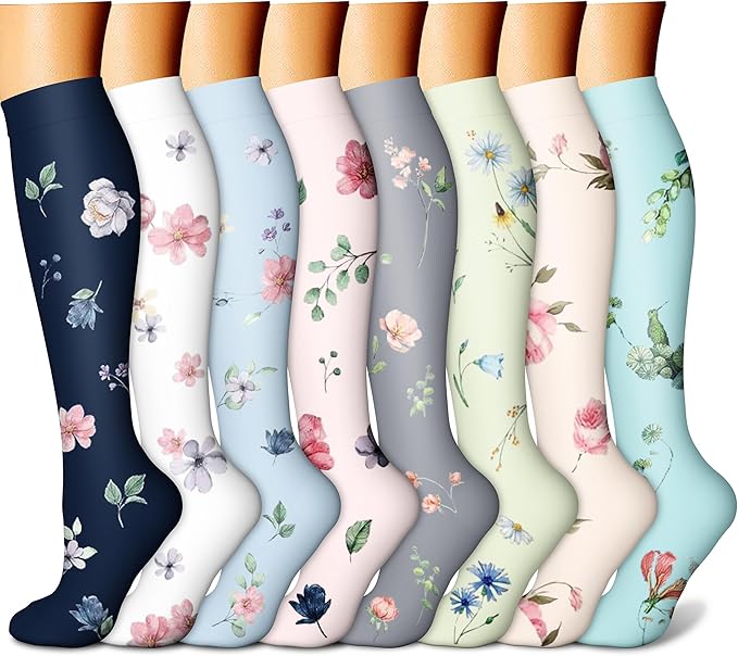 CHARMKING Compression Socks for Women & Men Circulation (8 Pairs) 15-20 mmHg is Best Support for Athletic Running,Hiking
