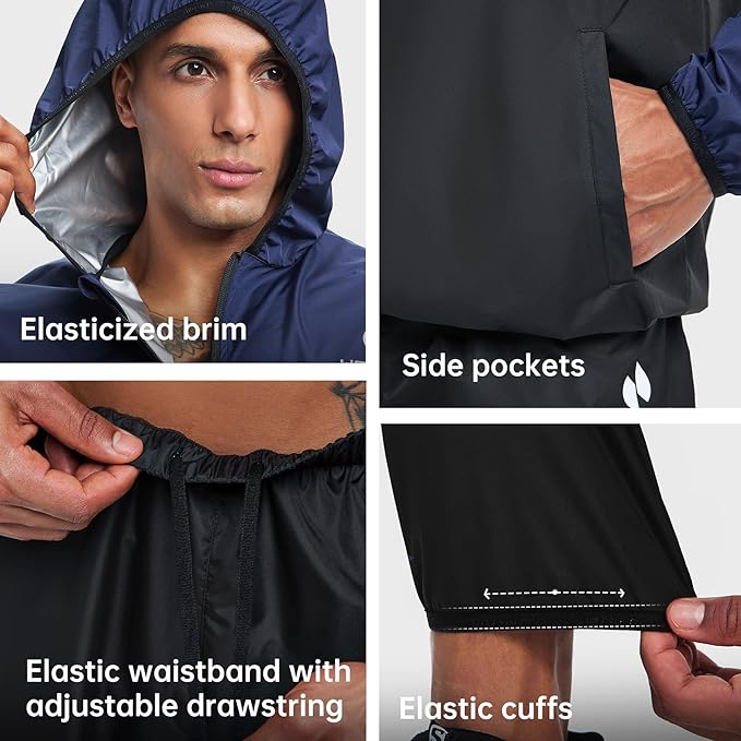 HOTSUIT Sauna Suit for Men Weight Loss Sweat Suits Gym Workout Exercise Sauna Jacket Pant Full Body