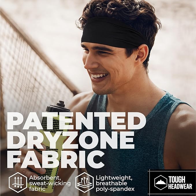 Tough Headwear Sport Headbands for Men - Workout Headbands for Women - Running Headband -Tennis Athletic Sweatband