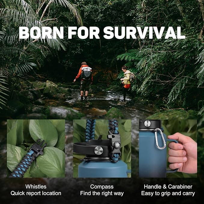 Water Bottle 40oz, Insulated Tumblers with Handle & Straw Lid, Insulated Water Bottle Fits in Cup Holder, Double Wall BPA-Free, Stainless Steel Travel Cup Leak-proof to Keep Cold 24H&Hot12H