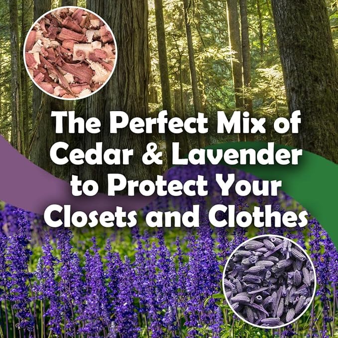 Cedar Chips and Lavender Sachets (20 Pack) - Stop Clothes Damage - Cedar and Lavendar Home Fragrance Sachets for Drawers and Closets