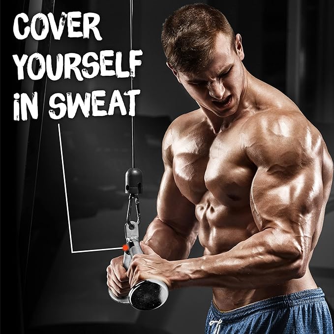 Yes4All Cable Machine Attachment, Row Handles, Tricep Rope, Straight Bar, V Bar, LAT Pulldown Accessories Load 880 LB for Home Gym