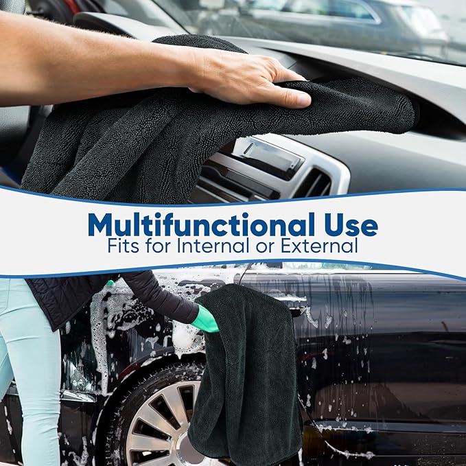 HOMEXCEL Car Drying Towel (36"x 24"), 1200GSM Ultra Absorbent Car Cleaning Cloth, Streak-Free Microfiber Drying Towel, Great for Cars, Trucks, SUVs, RVs, Motorcycles, 2 Packs